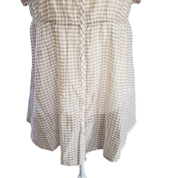 Current Air Brown Gingham Folded Sleeve Hem Button Down Top  XSMALL NWT - Picture 6 of 14